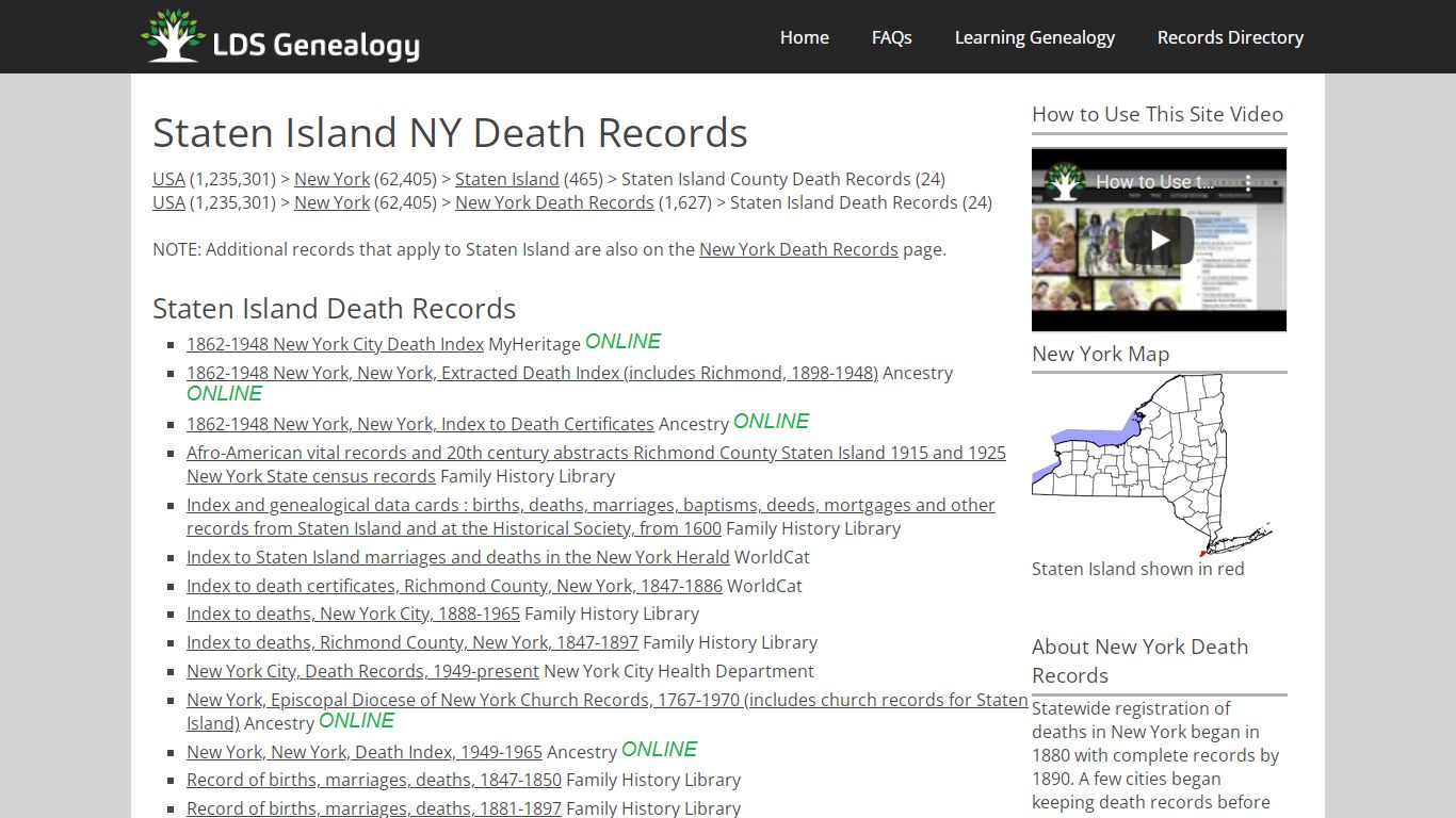 Staten Island NY Death Records - ldsgenealogy.com